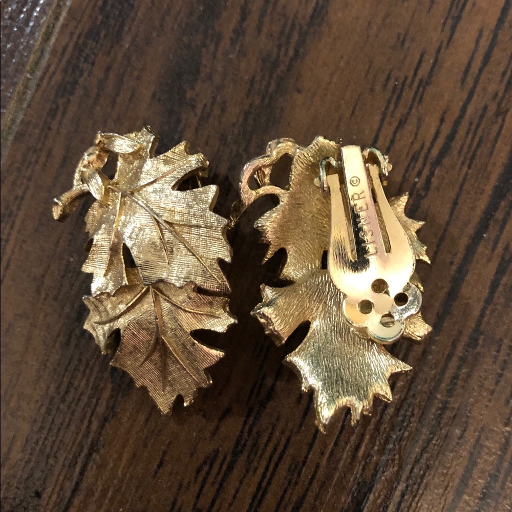 Gold clip on - leaf earrings